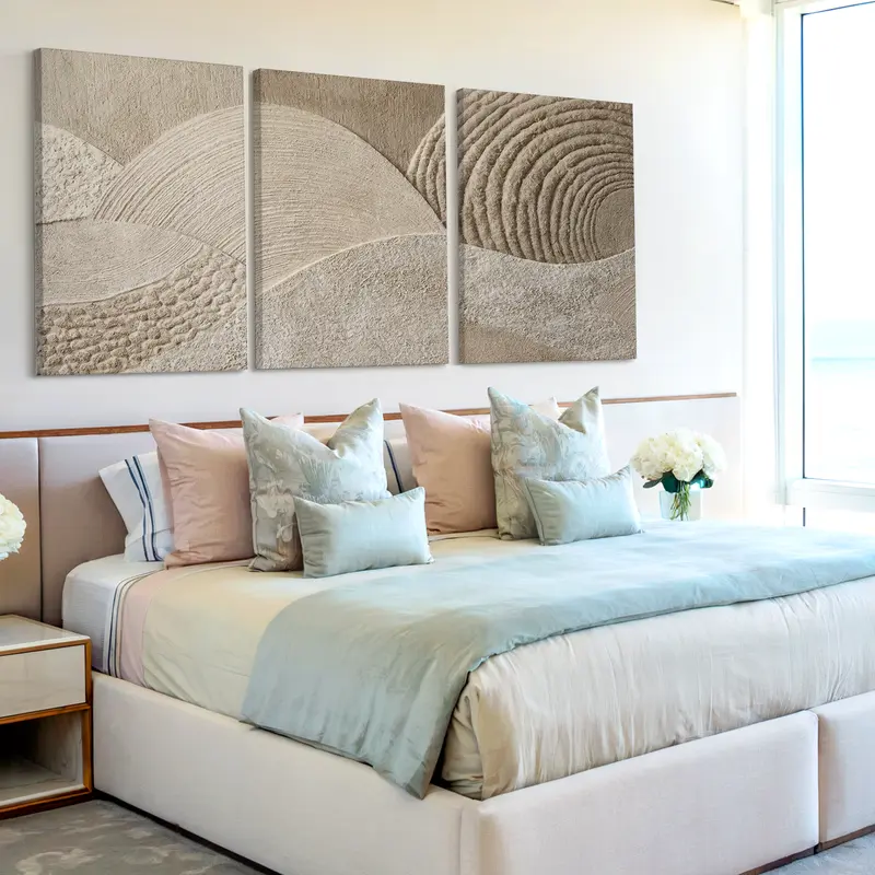 3-Piece Textured Look Abstract Art Design Large Canvas Wall Print Set, Modern Room Decor for Living Room, Indoor Use Home Decor