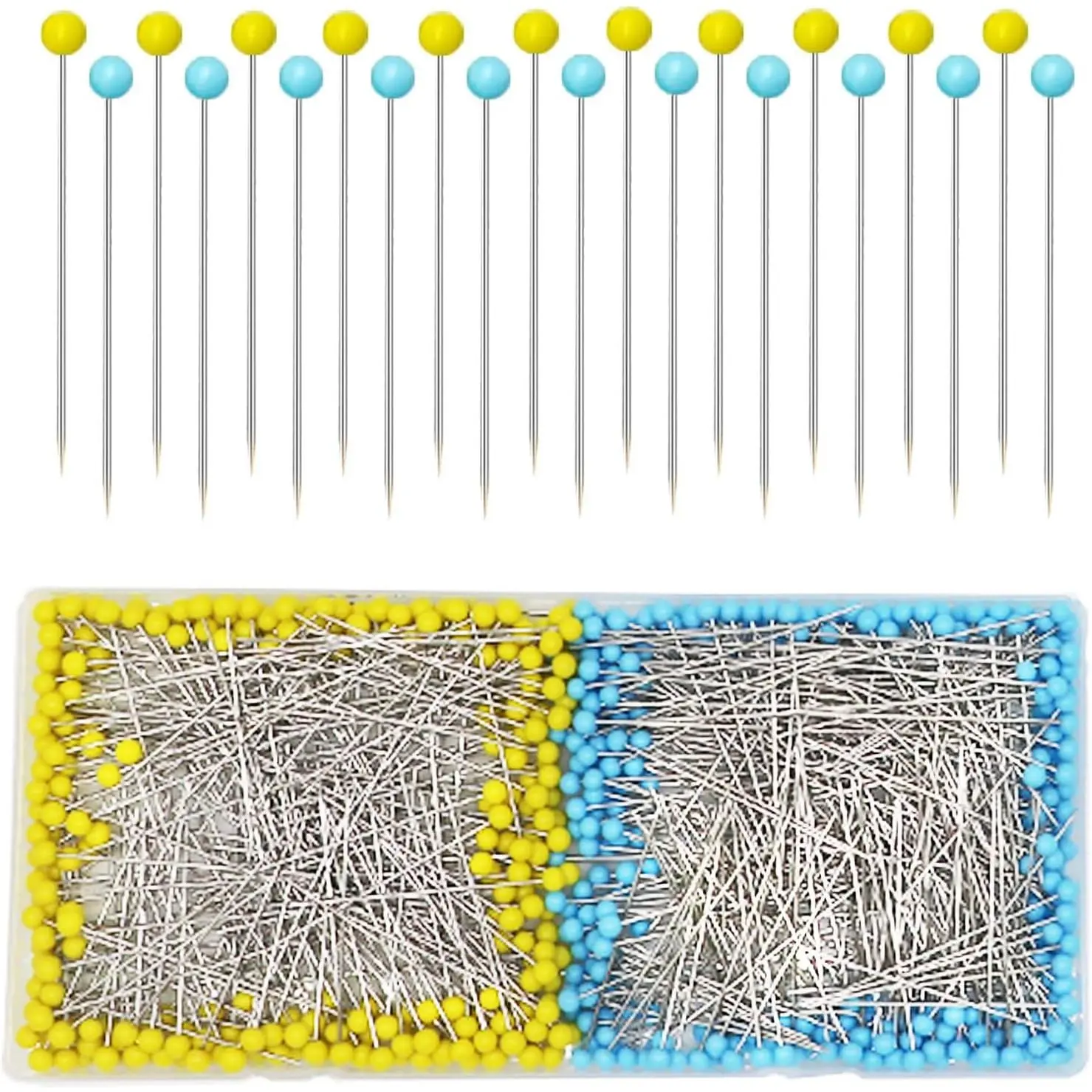 500 count Straight Pins, 1.75IN Sewing Pins Long Glass Ball  Quilting Pins for Fabric, Stainless Steel Dressmaker for Sewing, Crafts,  Making, DIY(Yellow and Blue)
