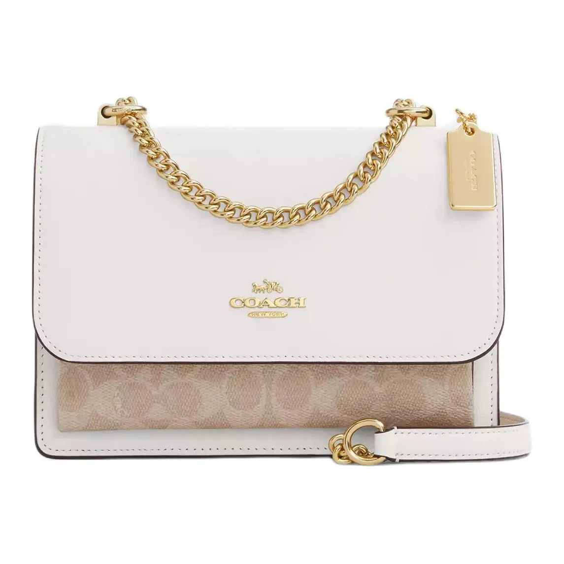 COACH Klare 22 Crossbody Bag for Women – Logo Snap Closure, Coated Canvas and Smooth Leather, Chalk Color