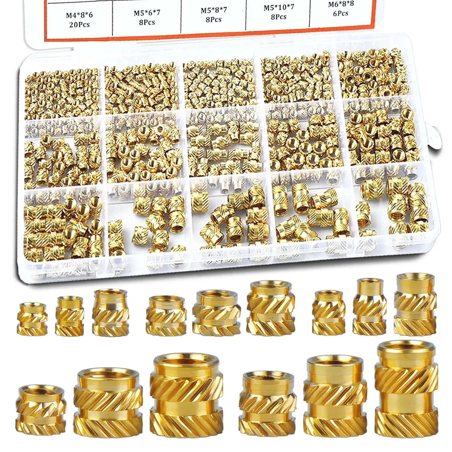 400 Pcs Brass Threaded Heat Set Inserts for 3D Printing, M2-M6 Metric Knurled Female Insert Kit, 15 Sizes for PLA PETG ABS Plastic & 3D PrintsGift