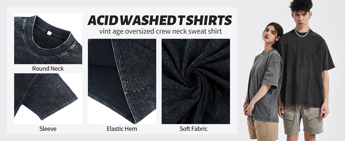 1/4 Pack Oversized Tshirts for Men Gym Vintage Heavyweight T Shirts Cotton Workout Acid Wash Baggy Tees Men's and women's T-shirts: Unisex cotton T-shirts: Unique gift T-shirts