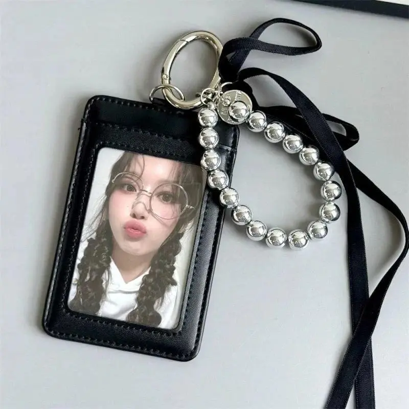 INS PU Leather Card Holder Kpop Idol Photocard Holder Keychain Idol Photo Cards Sleeve Photo Display Pendant Cards Cover