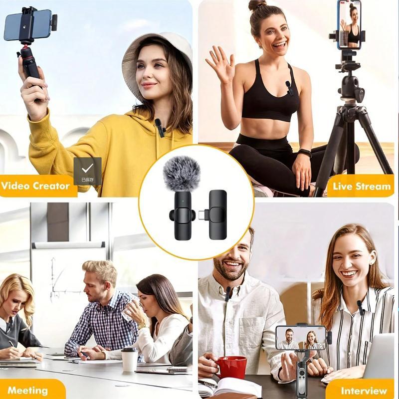 2-In-1 Wireless Mini Mic For Smartphone - Clear Stereo Audio Noise Reduction Vlogging Tool 2-In-1 Wireless Mini Mic For Smartphone - Clear Stereo Audio Noise Reduction Vlogging Tool