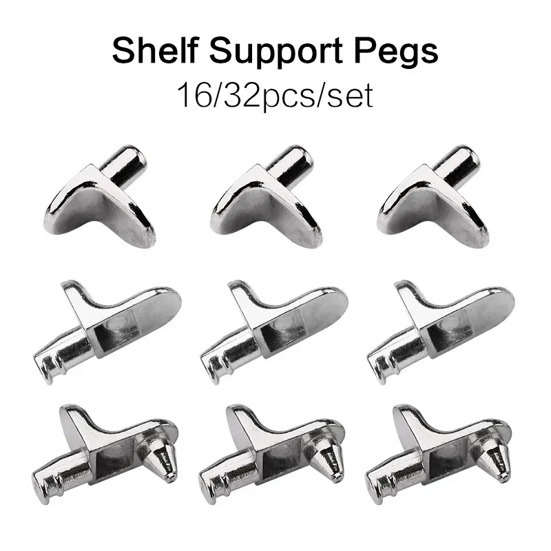 32/64 pcs Cabinet Shelf Pegs Kitchen Cabinet Shelf Clips 5mm 0.2inch Bracket-Style Shelf Support Pegs for Kitchen Cupboard Closet Shelf Brackets
