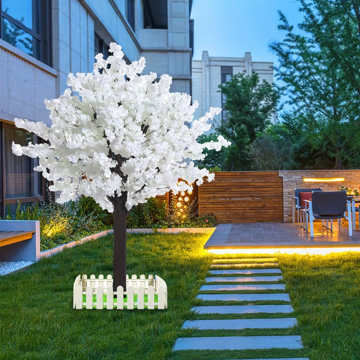 Handmade White Artificial Cherry Blossom Tree - Decorative Centerpiece for Wedding, Home Decor, Room Decor, Indoor Outdoor Garden Use