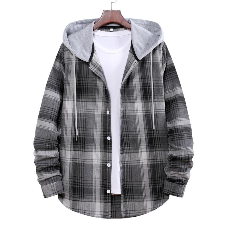 Men's Plaid Flannel Shirt with Hood and Button Front, Casual Long Sleeve Jacket for Teens and Boys, Lightweight and Comfortable, Perfect for Fall and Winter, Stylish Streetwear for Everyday Use Men's Plaid Flannel Shirt with Hood and Button Front, Casual Long Sleeve Jacket for Teens and Boys, Lightweight and Comfortable, Perfect for Fall and Winter, Stylish Streetwear for Everyday Use