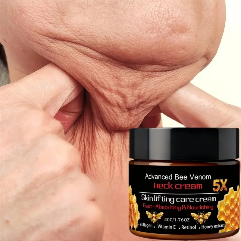 Advanced Bee Venom Neck Cream, 5X Skin Lifting Care, Firm Saggy Neck Skin,  Long-Lasting Hydration, Boost Neck Radiance, Infused Collagen, Vitamin E, Retinol & Honey Extract, Fast Absorbing  Neck Moisturizer