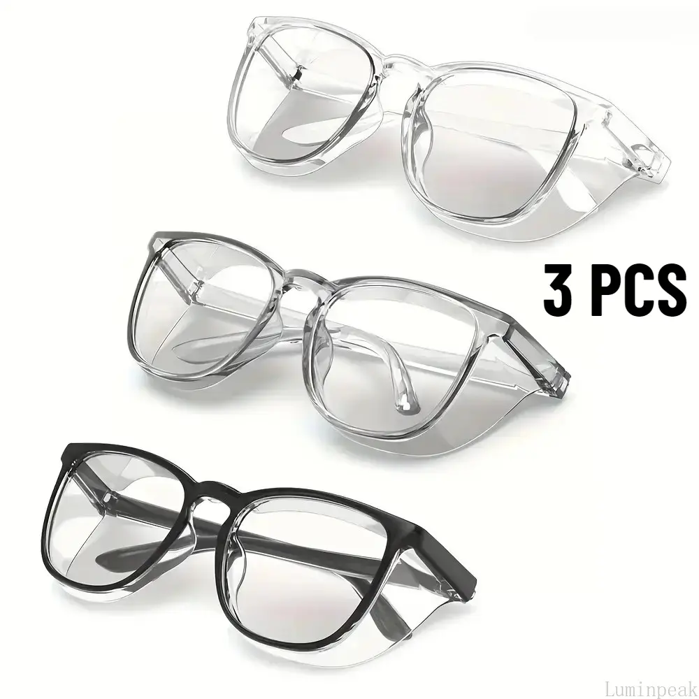 3-Pack Unisex Safety Glasses, Lightweight Sporty Blue Light Blocking Eyewear with Anti-Fog, UV & Pollen Protection for Driving & Work, Blue Light Glasses