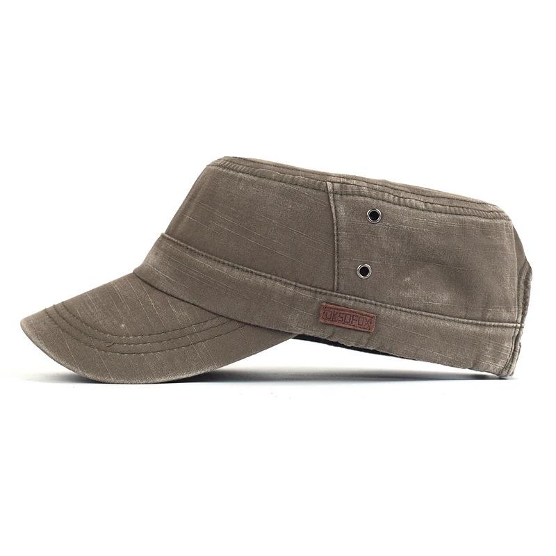 Washed Cotton Military Caps Casual Flat Top Hat Men Women Cadet Army Cap Adjustable Unique Design Vintage Four Seasons