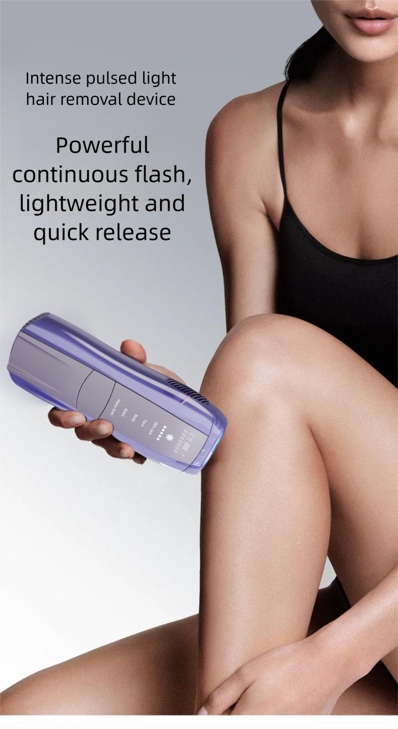 IPL Laser Hair Removal Device with Sapphire Ice-Cooling Technology for Women & Men, Painless & Long-Lasting Hair Remover for Full Body Use at Home, Safe on Face, Bikini Line, Armpits