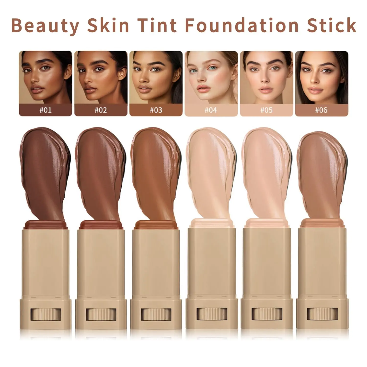 Foundation Stick - Skin Tint & Contour Stick, Serum-Boosted Beauty Balm, Buildable Coverage, Natural Finish, Long-Lasting Wear, For Many Skin Tones