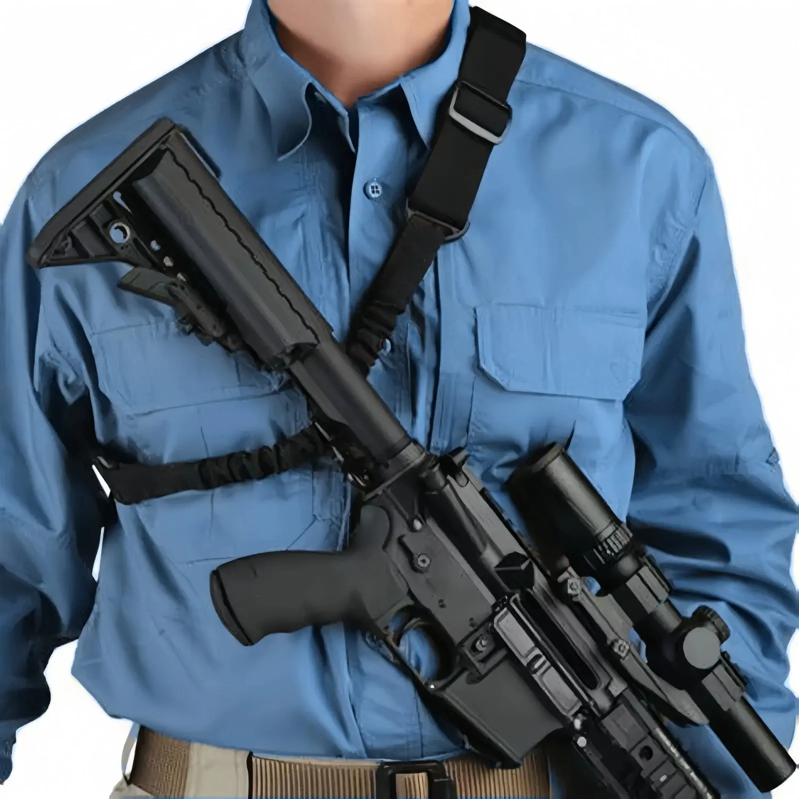 Tactical 1-Point Bungee Rifle Sling System Strap - Heavy Duty Nylon, Side-Release Buckle, 58" Adjustable Hunting Gun Accessory for Outdoor Use