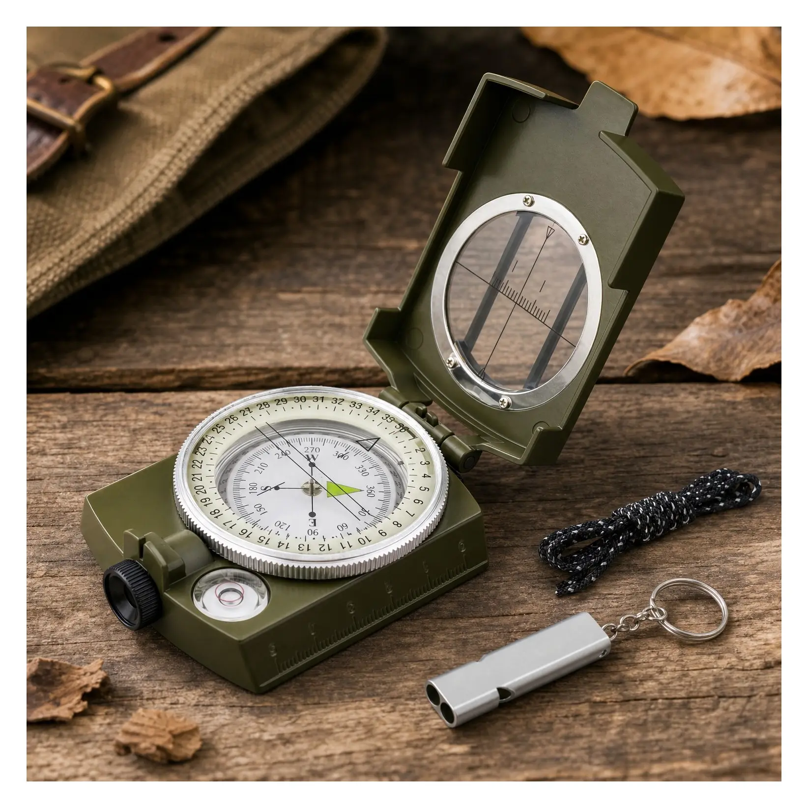 Luminous Compass with Survival Whistle for Hiking, Camping, Outdoor Survival and Navigation - Great Gift for KidsGift