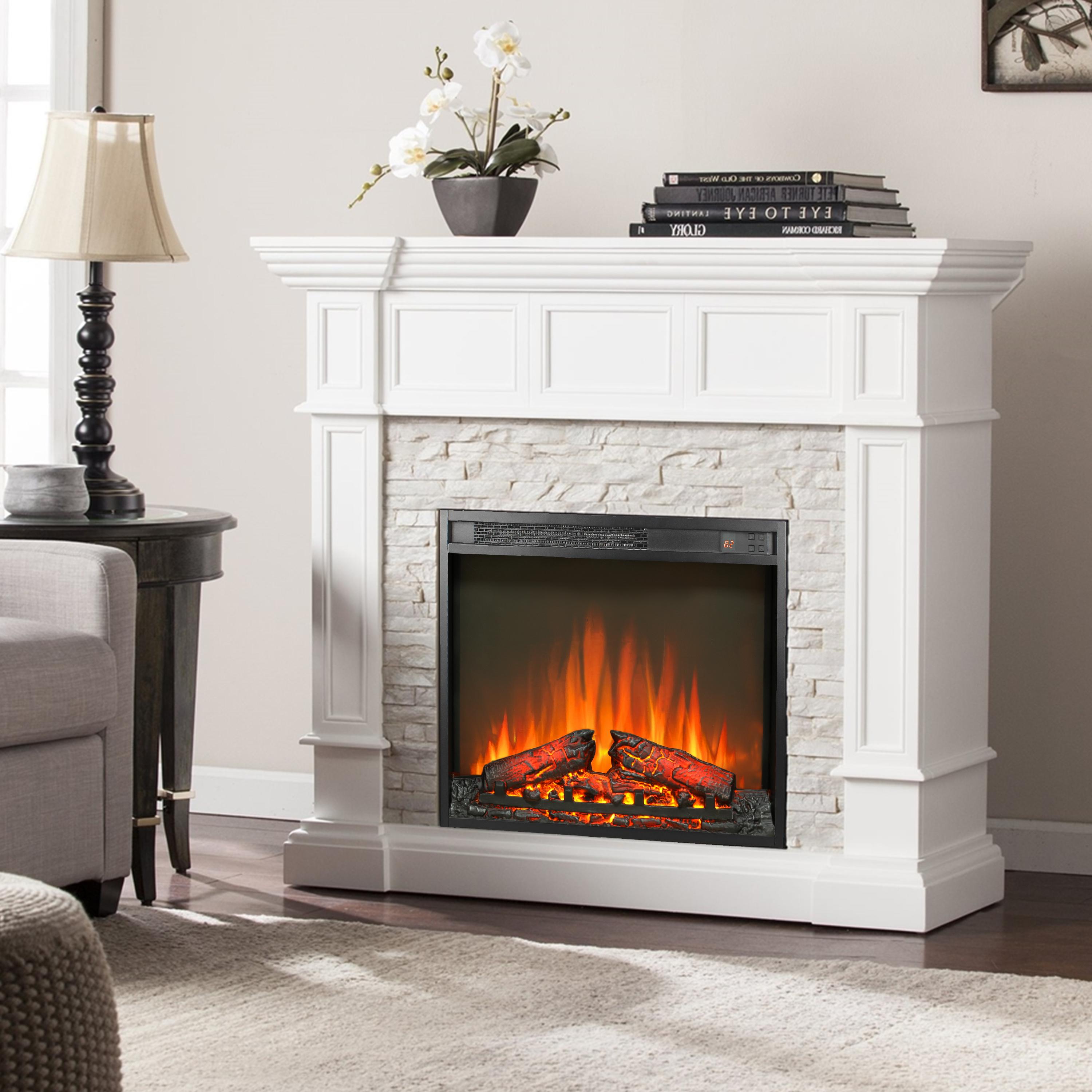 ARCH 23 inch electric fireplace insert, ultra thin heater with log set & realistic flame, remote control with timer, overheating protection