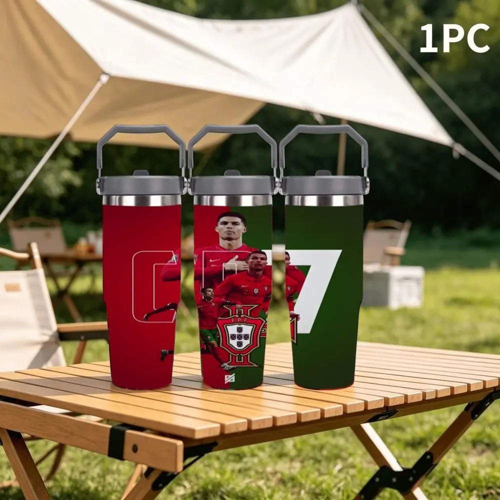1pc 30oz stainless steel large-capacity car water bottle, for Cristiano Ronaldo fans.for football enthusiasts.fan gift, Leakproof Travel Mug for Football Fans，Outdoor camping Coffee Cups & Mugs