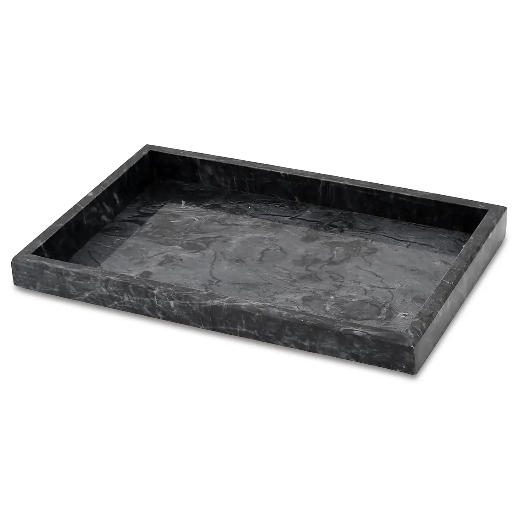 Modern Luxury Ocean Gray Marble Vanity Tray - Large Decorative Stone Organizer for Bathroom Countertop, Perfume, Jewelry, Kitchen - Elegant Home Decor Accessory