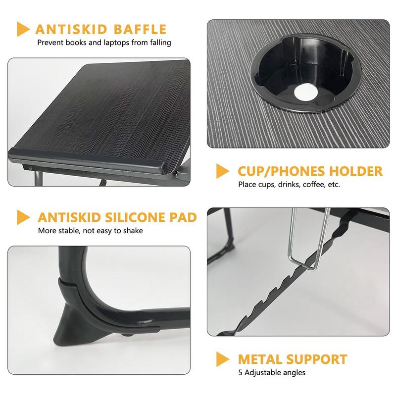 Multifunctional Portable Desk with Cup Holder Adjustable Height Foldable Table for Home Office Study and Reading Sturdy and Portable Design