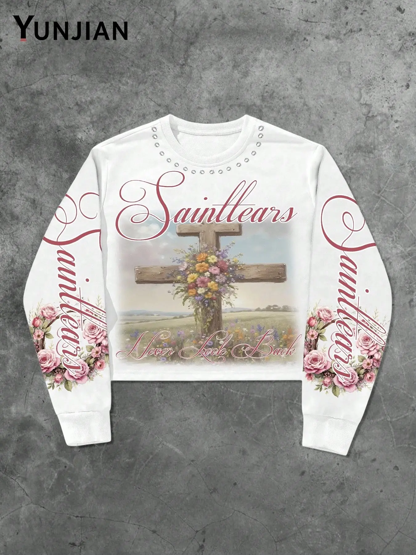 Unisex H-Type Crop Sweatshirt, Long Sleeve Graphic Print, Casual Loose-Fit, Fall Streetwear, Perfect for Daily Wear & Layering