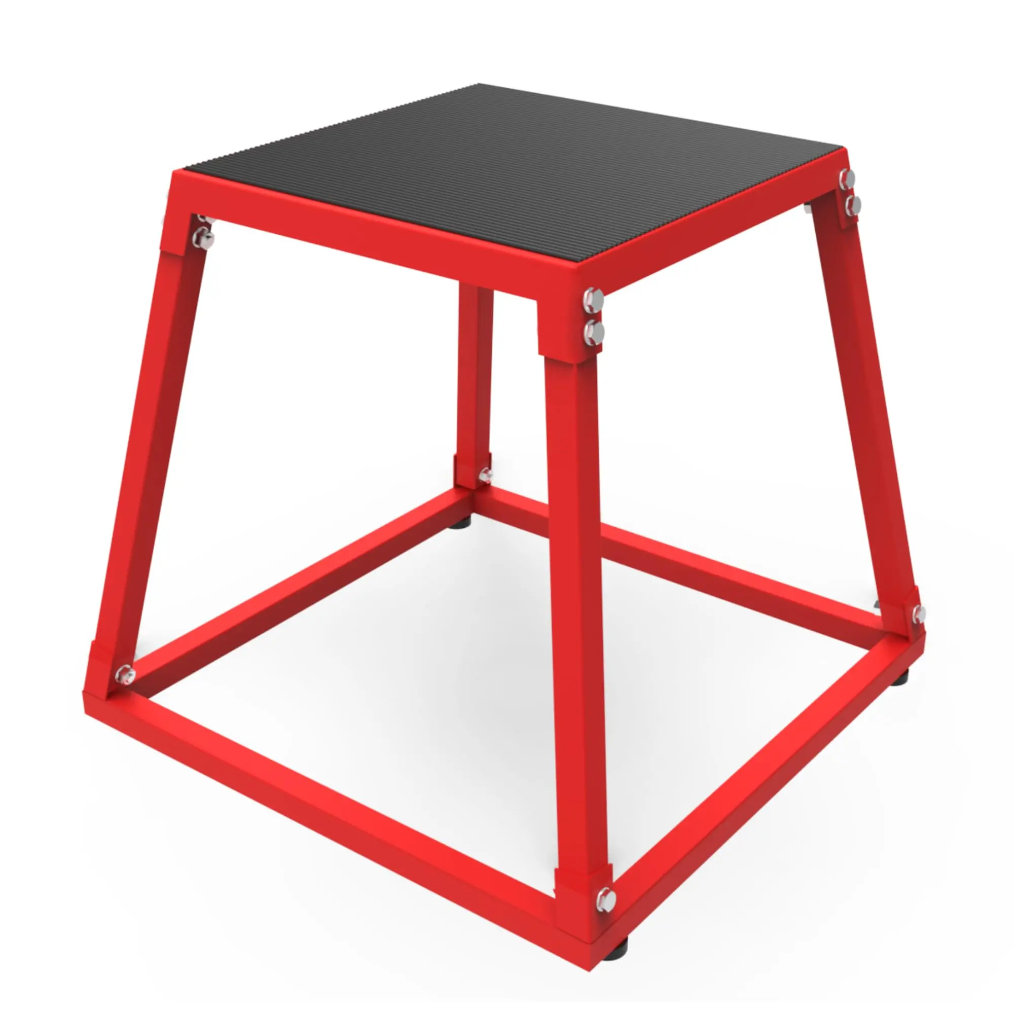 Durable Anti-Slip Steel Plyometric Jump Box Set – Multi-Height Exercise Step Platform for Strength & Flexibility Training, Home Gym Fitness Equipment – Includes 12/18/24/30 in, Color: Red