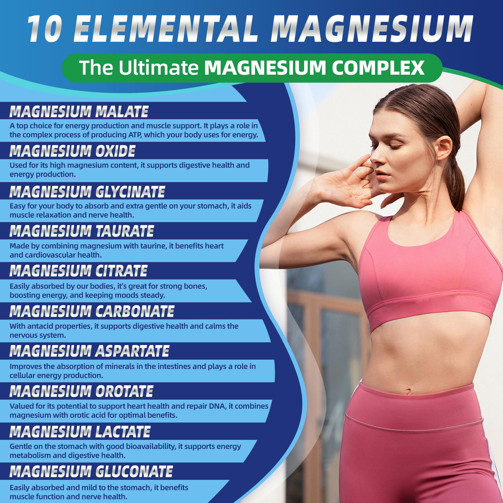 Magnesium Complex 10 Essential Magnesium Supplement 1200mg 120 Capsules