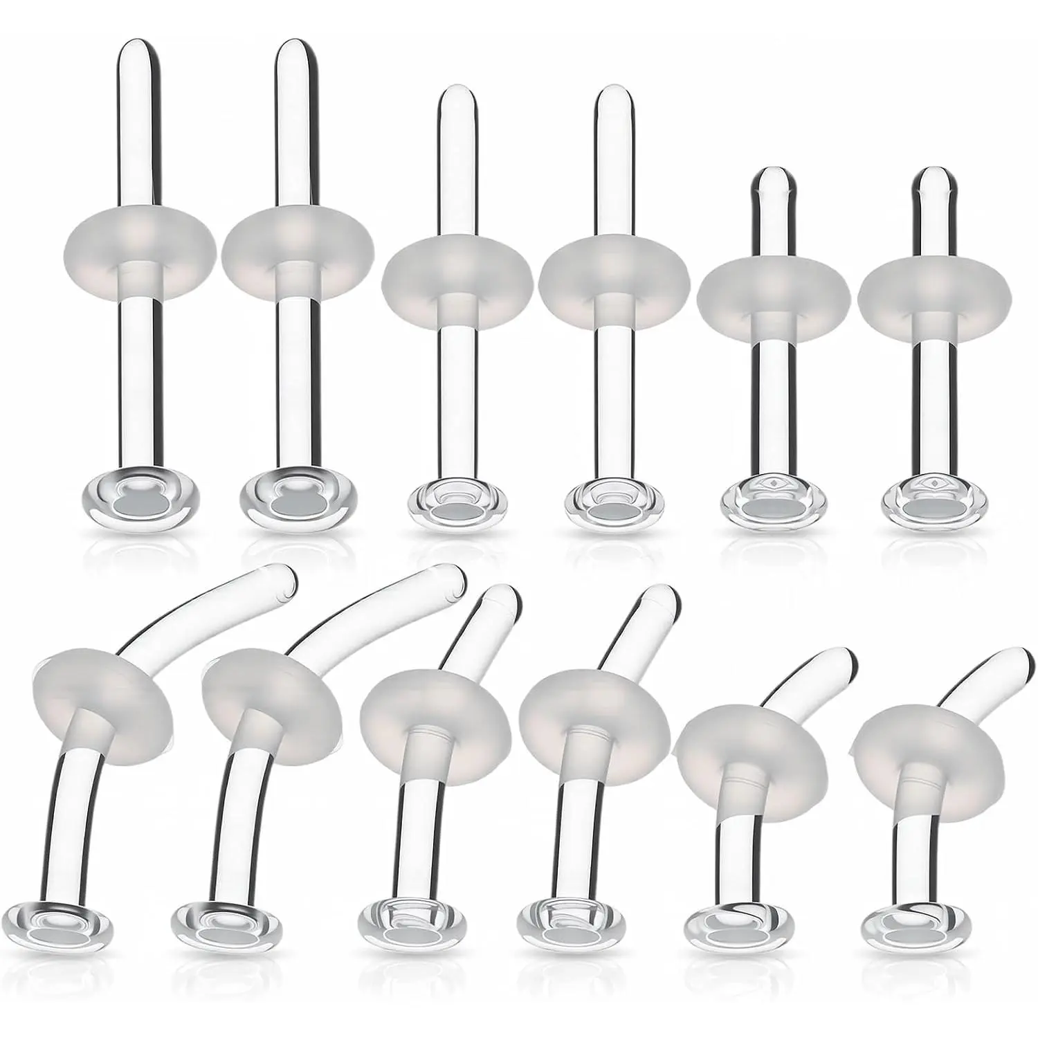 12 count Glass  Retainers 16G Curved Clear Nose Studs for Work  | Glass Retainer  Cartilage Tragus Conch Daith Helix Nose Septum Eyebrow   for Men Women