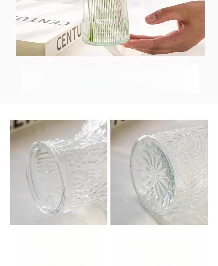 Glacier Pattern Glass Vase, Premium Social Media Style Transparent Flower Holder, Thickened Durable Water Cultivation Container, Living Room Table Rose Fresh Flower Decorative Ornament