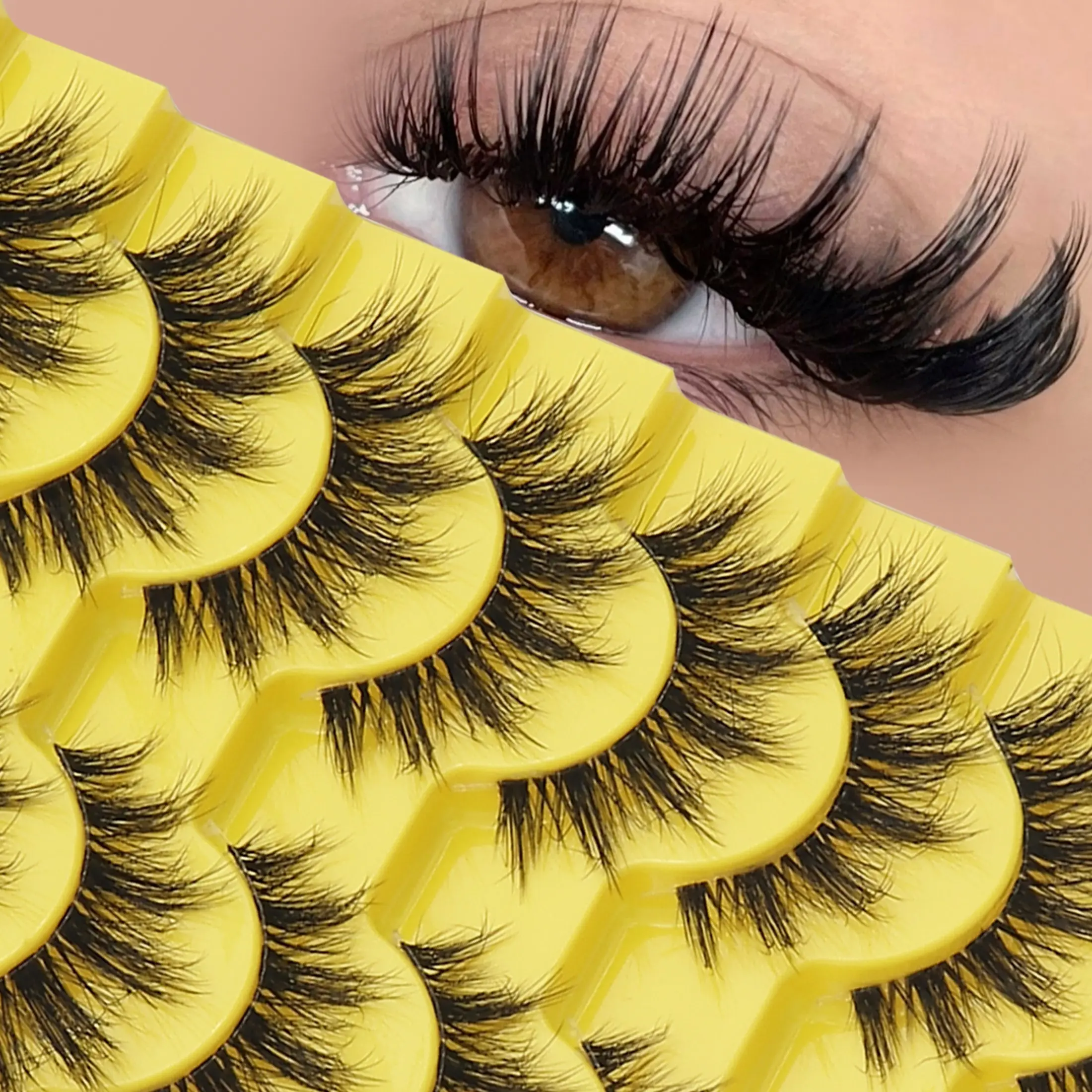 10 Pairs Transparent False Eyelashes, Long Lash Effect, Makeup Essentials, Perfect for Nightclubs, Photo Shoots, Travel, Eye Shape Enhancement
