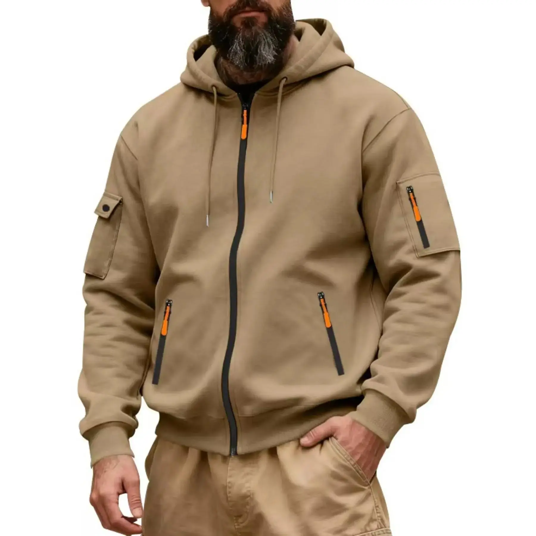 Men's Fleece Lined Half-Zip Hoodie, Waterproof Windproof Warm Elastic Casual Long Sleeve Pullover for Fall & Winter.Mens Clothes Fall Outfits  Hoodie Sweatshirts Menswear
