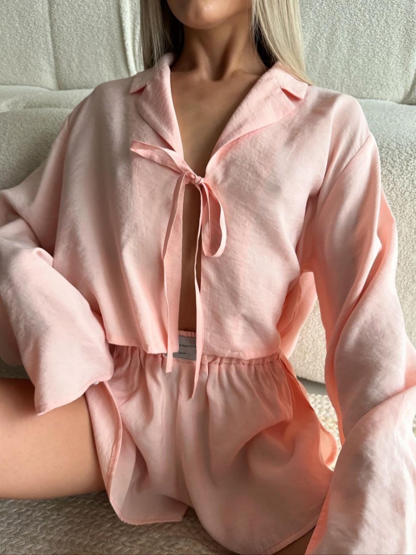 Two-piece Set Women's Solid Color Top & Wide Leg Shorts Pyjama, Shorts Pj Set, Casual Comfy Loungewear Set for Daily Home Wear, Comfy Loungewear Set for Women