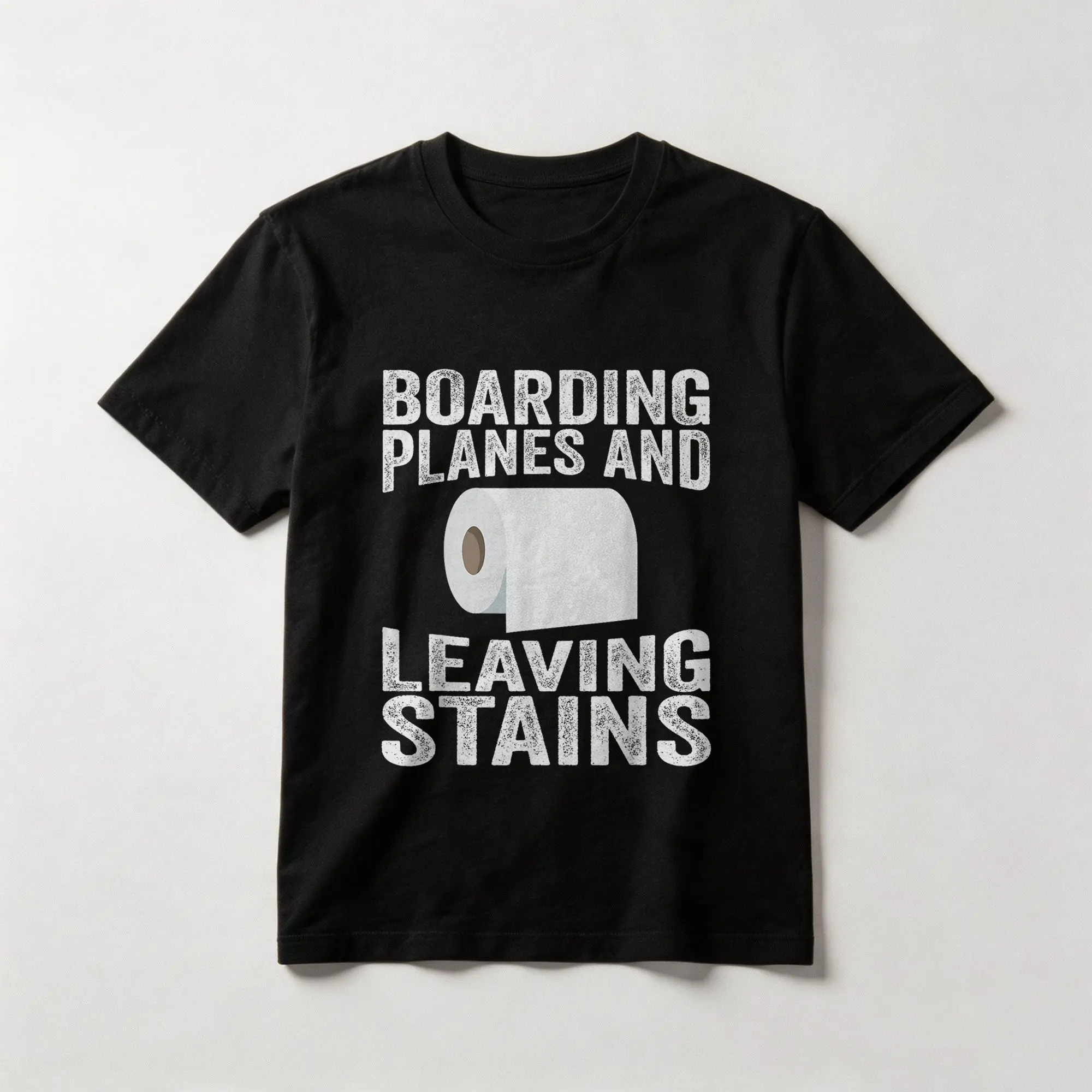 Boarding Planes and Leaving Stains Funny Airport Travel Joke Cotton T-shirt, Graphic Crew Neck Soft Top Short Sleeve Casual Unsex Shirt for Men Women
