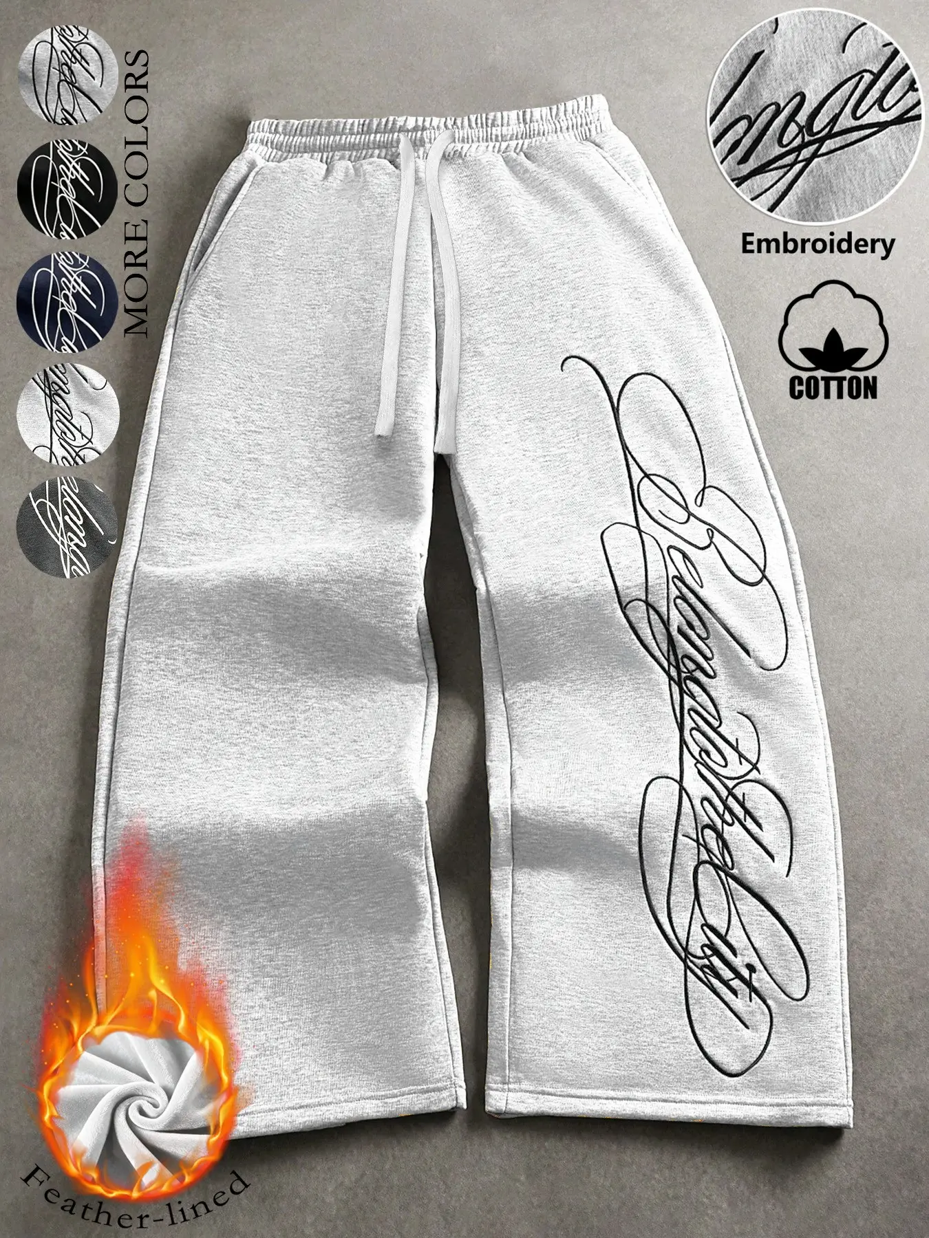 Men’s and women’s styles of American streetwear, retro gothic-inspired, letter print, loose adaptation, straight-leg pants with cotton and fleece lining for warmth. Comfortable, casual, long pants with an American high-street vibe. Suitable for autumn and
