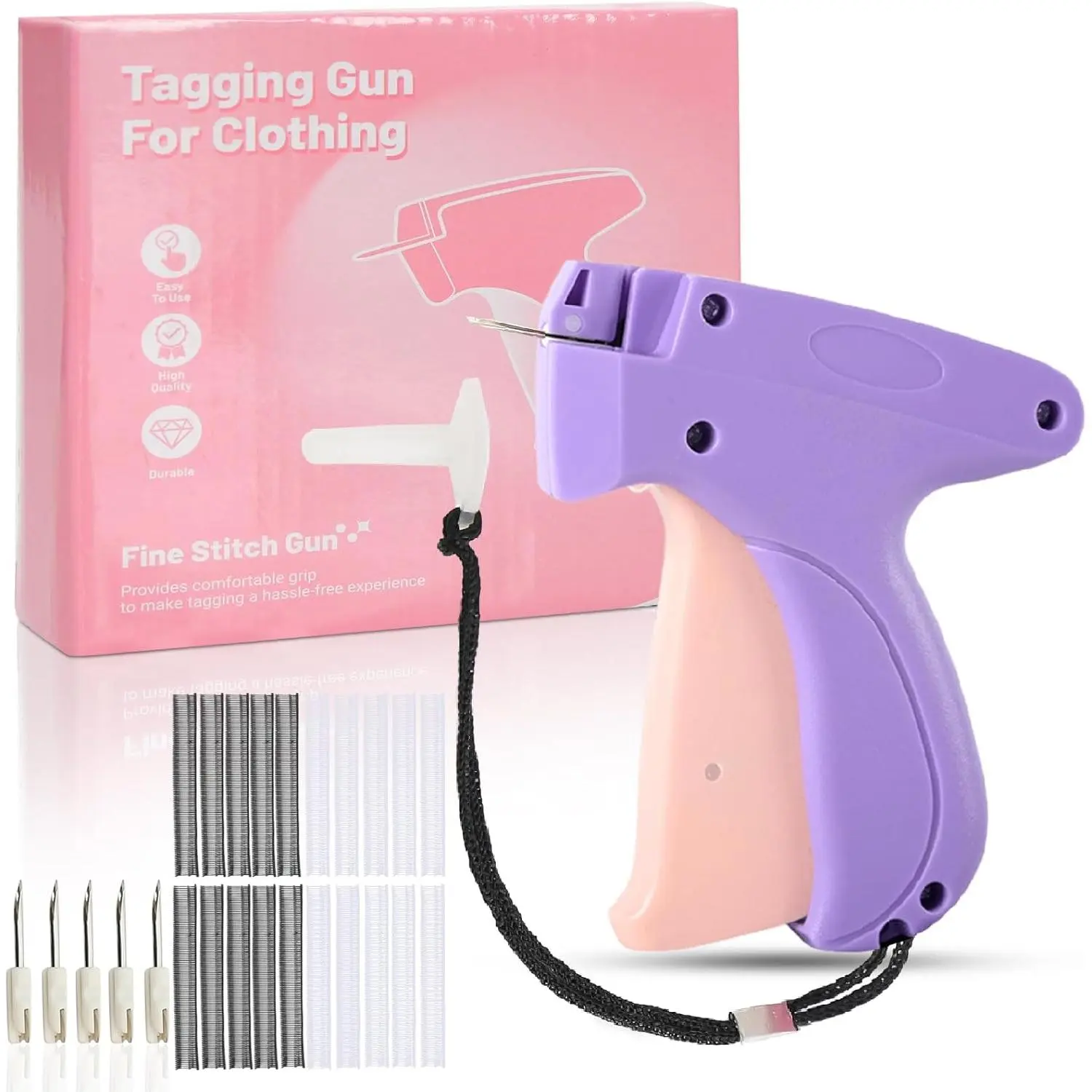 Baby & Maternity Clothing Repair Micro Stitch Gun - Quick Hemming Tool, Instant Fix, Includes 6 Needles, 1000 Black & 1000 White Fasteners, Includes Needles