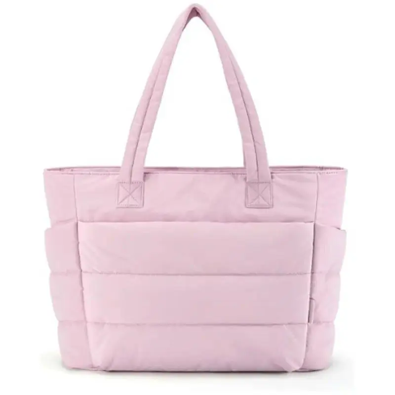 Large Puffer Tote Bag for Women Quilted Shoulder Bag Lightweight Waterproof Padded Handbag Casual Hobo Satchel Cute Gym Work Travel School Bag Fluffy Weekender Overnight Bags Designer Aesthetic Purse