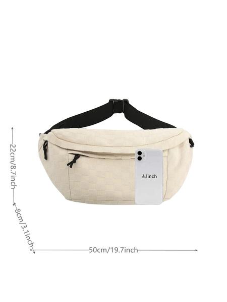 Women's Fashionable Plaid Pattern Zipper Belt Bag, Plain Large Capacity Casual Commuter Versatile Fanny Packs, Simple All-match Bum Bag, Casual Waist Bag Women's Fashionable Plaid Pattern Zipper Belt Bag, Plain Large Capacity Casual Commuter Versatile Fanny Packs, Simple All-match Bum Bag, Casual Waist Bag