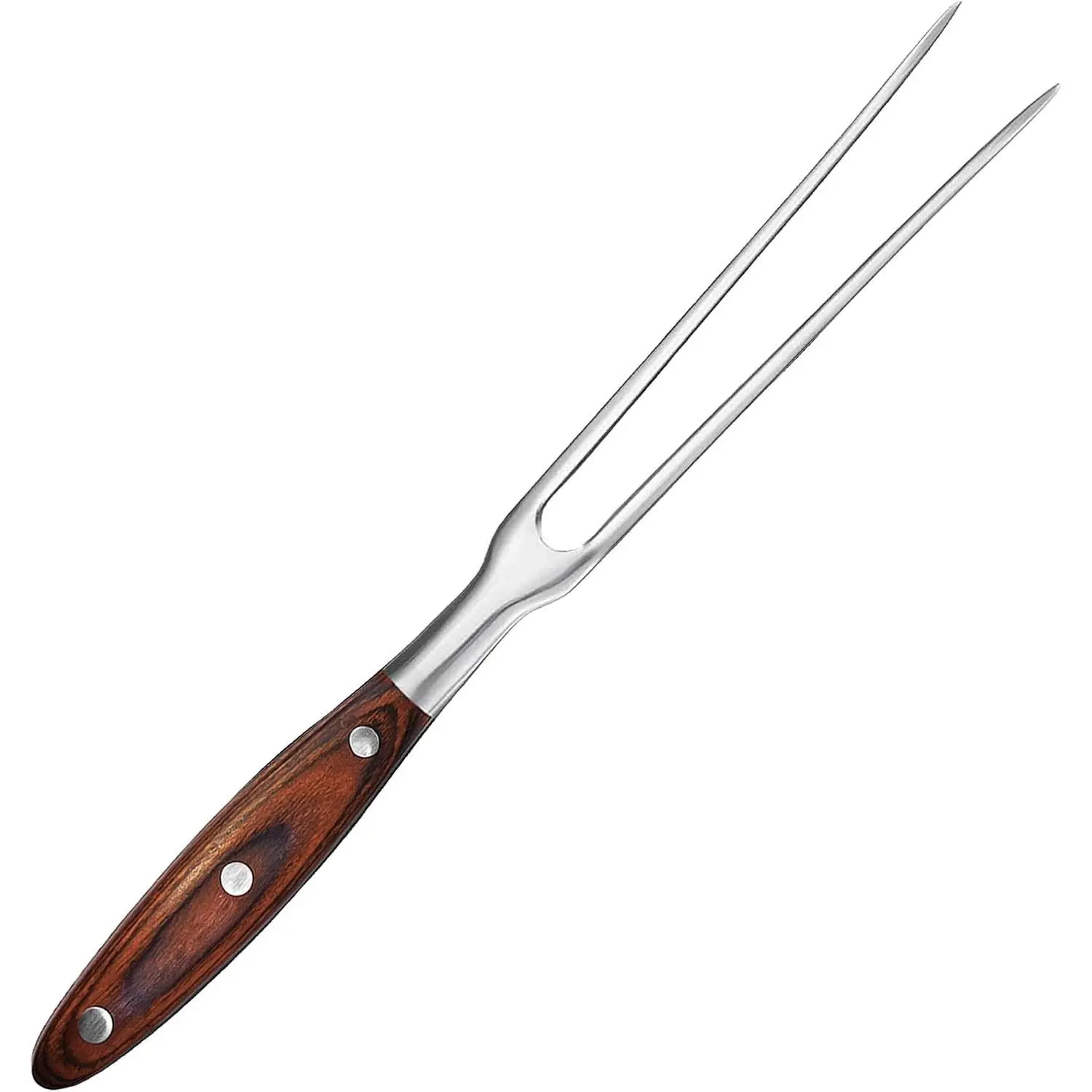 Heavy Duty 11.6 Inch Stainless Steel Carving Fork with Wood Handle, BBQ Meat Fork for Cooking, Roasting, Shredding and Serving