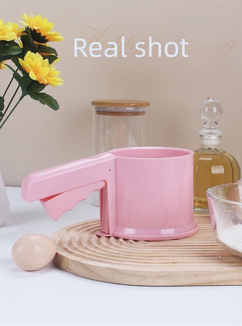 Semi-automatic flour sifter, hand-cranked sugar sieve, handheld filter, powder sprinkler, cup-type strainer, baking tool