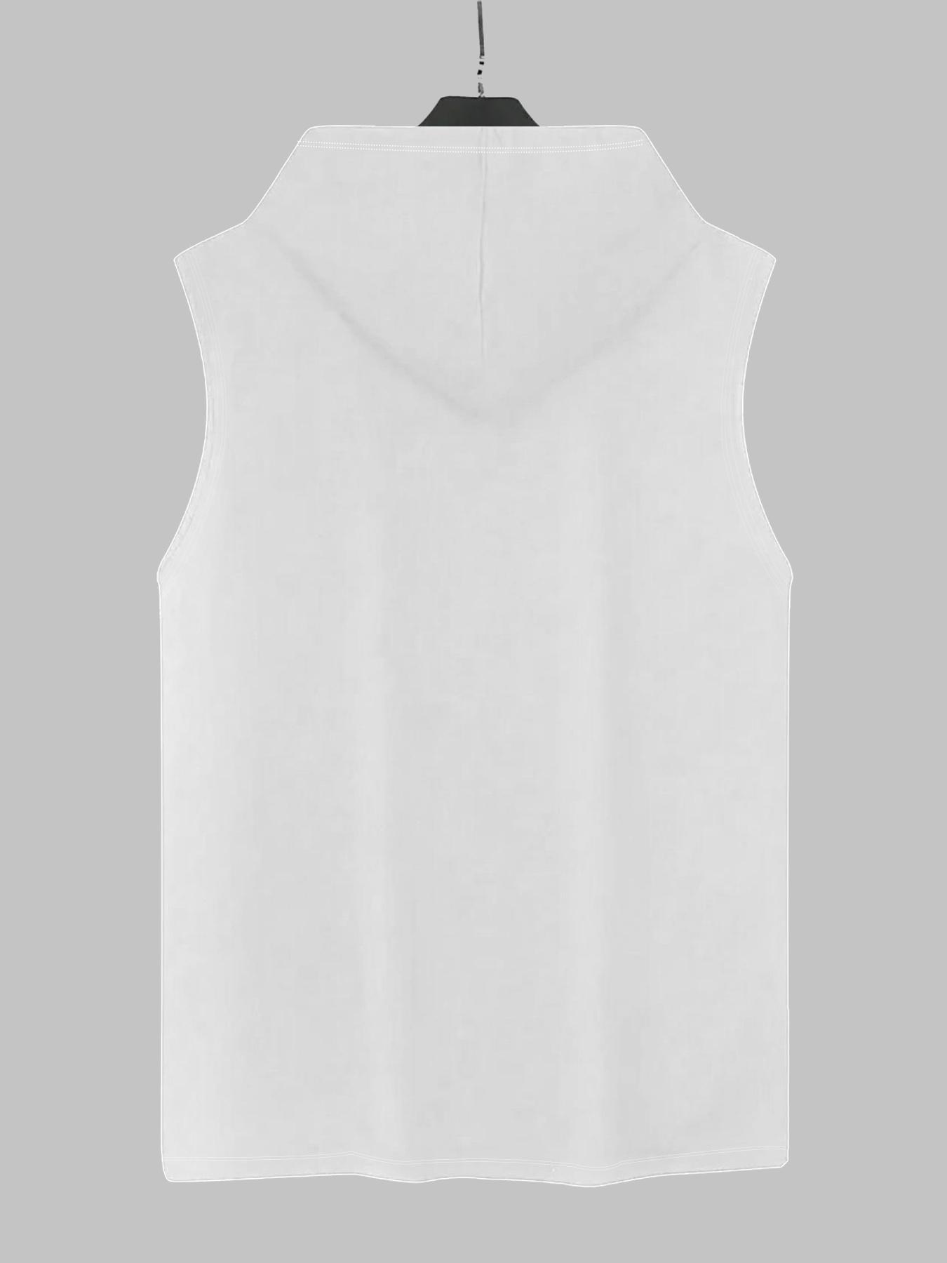 Men's Letter Print Cross & Sleeve Hoodie Tank Top, Regular Fit Casual Street Hooded Sleeveless Top for Summer, Men's Top for Daily Wear, Sweatshirts, Fitted, Knit