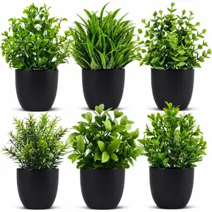 Mini Artificial Plants Set Fake Plants 6 Pack Desk Decor Faux Potted Succulents Versatile All Match Home Room Aesthetic No Maintenance Realistic Greenery Modern Stylish Shelf Decoration Trending Decor
