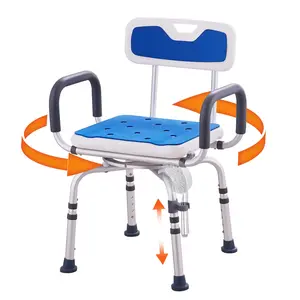 VEVOR Swivel Shower Chair 360 Degree, Adjustable Shower Seat with Armrests and Backrest for Inside Shower or Bathtub, Non-Slip Rotating Bathtub Chair Seat for Elderly Disabled Injured, 400lbs Capacit