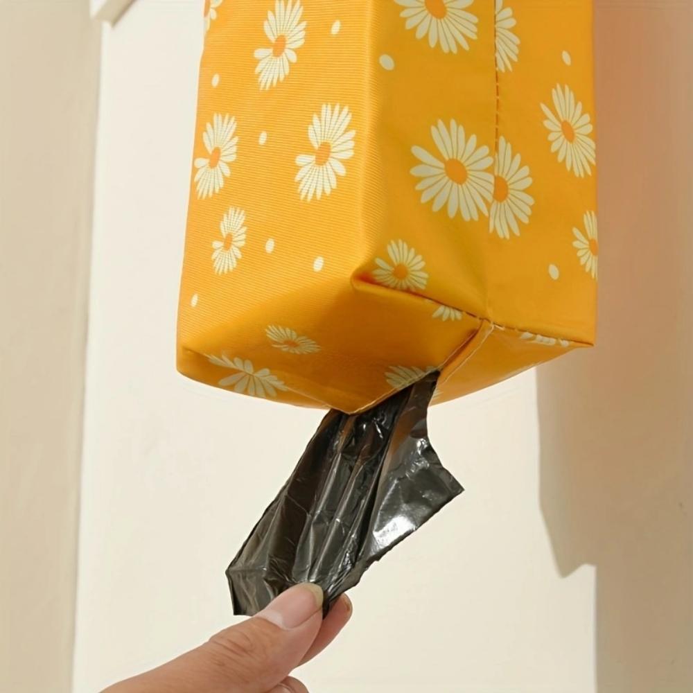 Random Color Daisy Pattern Hanging Garbage Bag Storage Bag 1PC Space-Saving Wall-Mounted Holder Organizer Portable Waterproof Plastic Dispenser for Home Kitchen Bathroom Office Practical Household Accessories