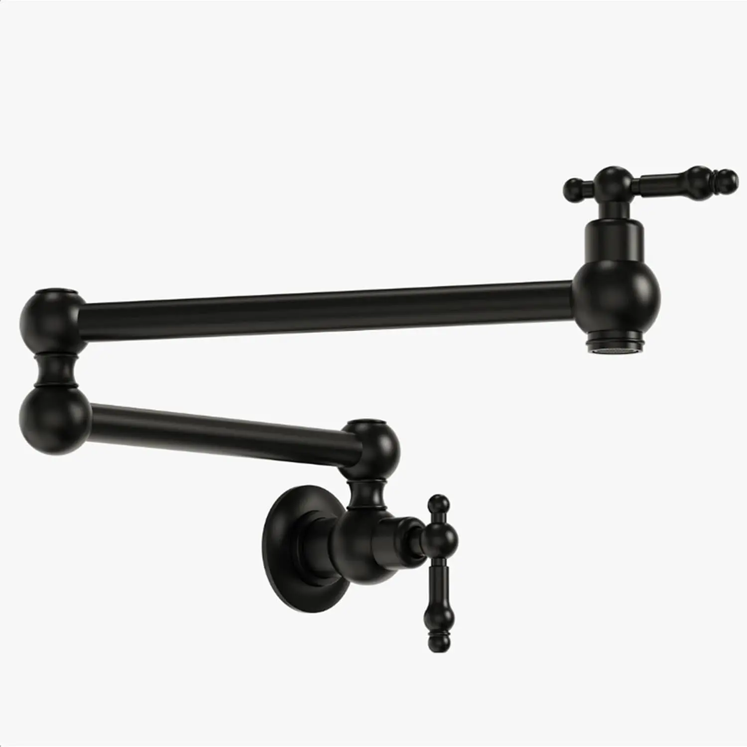 Pot Filler Faucet Wall Mount Over Stove,  Shut Off Brass Kitchen Faucet with 23" Extended , High Flow Folding Swing Arm for Large Pots, Pasta, Soup & Seafood Boils, Matte Black
