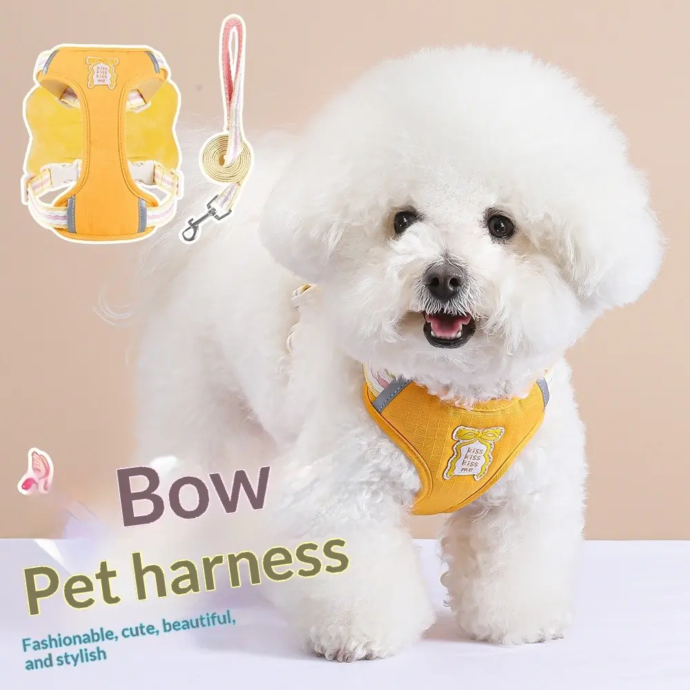 New Striped Vest-Style Pet Harness Leash, Ideal for Cats, Shiba Inus, Poodles, Teddy Dogs, Comfortable and Durable Dog Chain