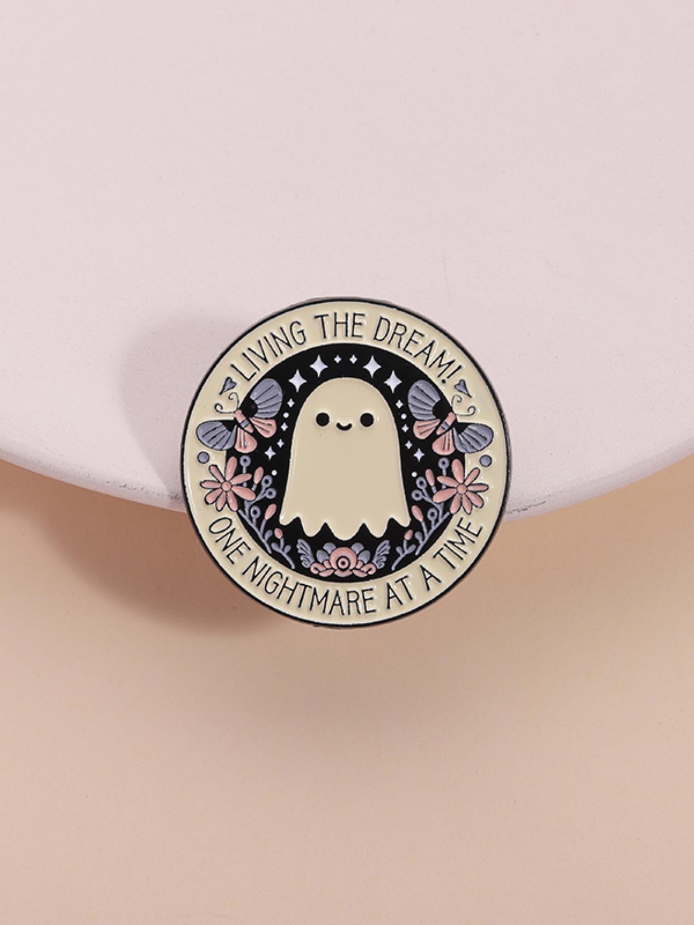 Cute Ghost Design Brooch, Fashion Brooch for Women & Men, Enamel Pin Suitable for Backpacks, Jeans, Scarves, Hats Decoration, Casual Alloy Accessories for Daily Wear, Flower Brooch Pin