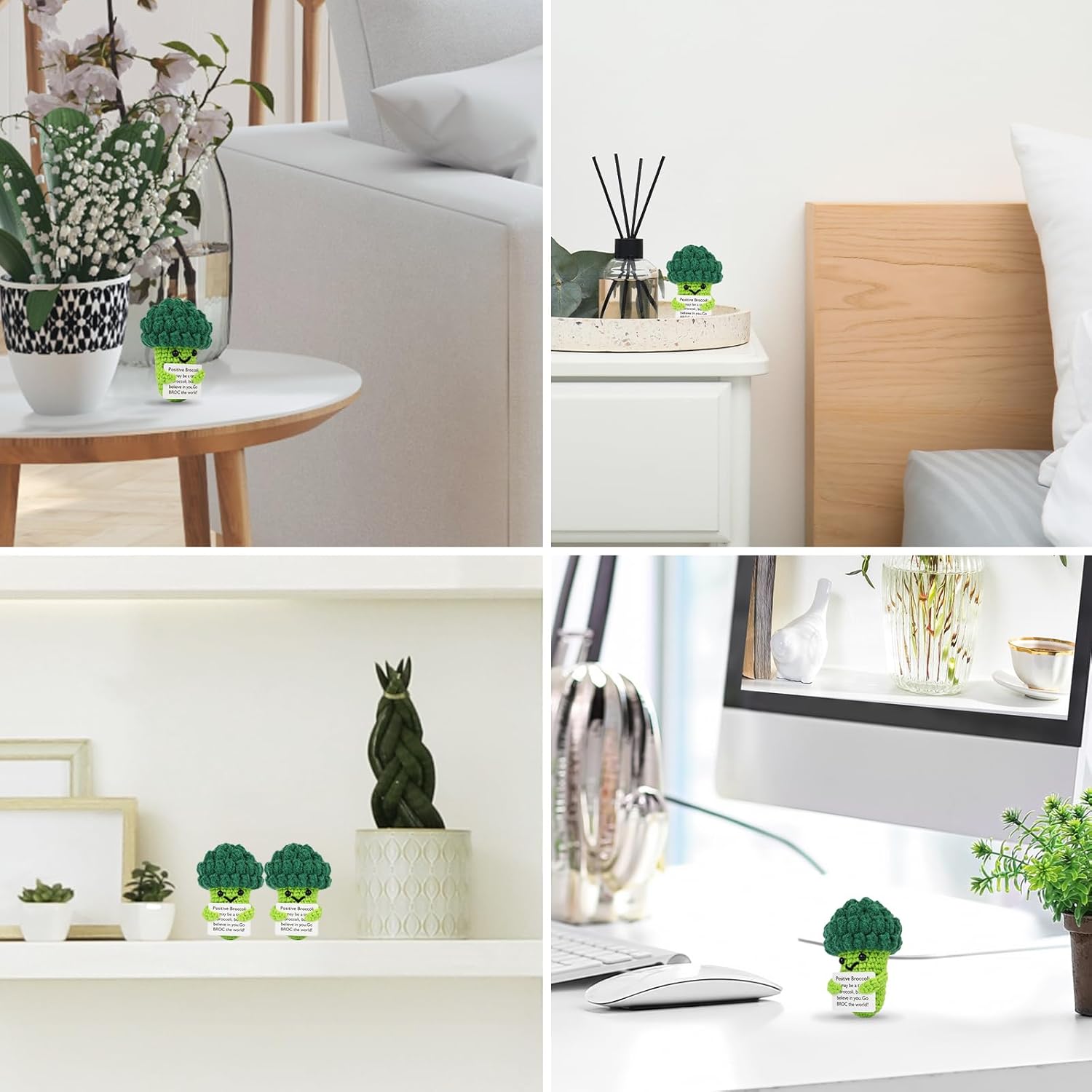 Handmade Emotional Support Pickle Cucumber Crochet Doll with Inspirational Cards, Cute Knitted Funny Pickle Potato Companion Gift, Perfect for Friend Birthday, Holiday Surprises and Adorable Broccoli Hoedia Home Decor to Bring Joy and Encouragement