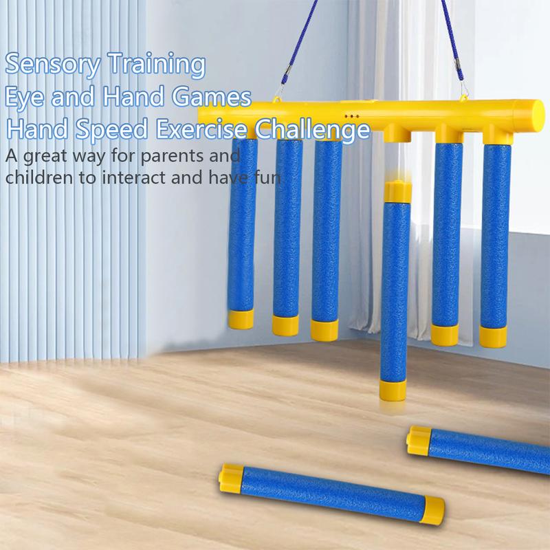 Reflex Drop Sticks Challenge Game - Hand-Eye Coordination Training Toy with Remote Control & 3 Adjustable Speeds | Portable Reaction Training Tool for Kids & Adults