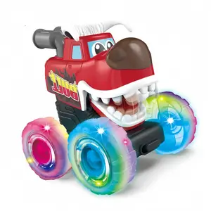 Press Light Up Toy Car Monster Truck Bigfoot Inertia Scooter Wheel Lights Kids Gift, Dinosaur Interactive Toys, Parent-Child Communication, Best Birthday Present