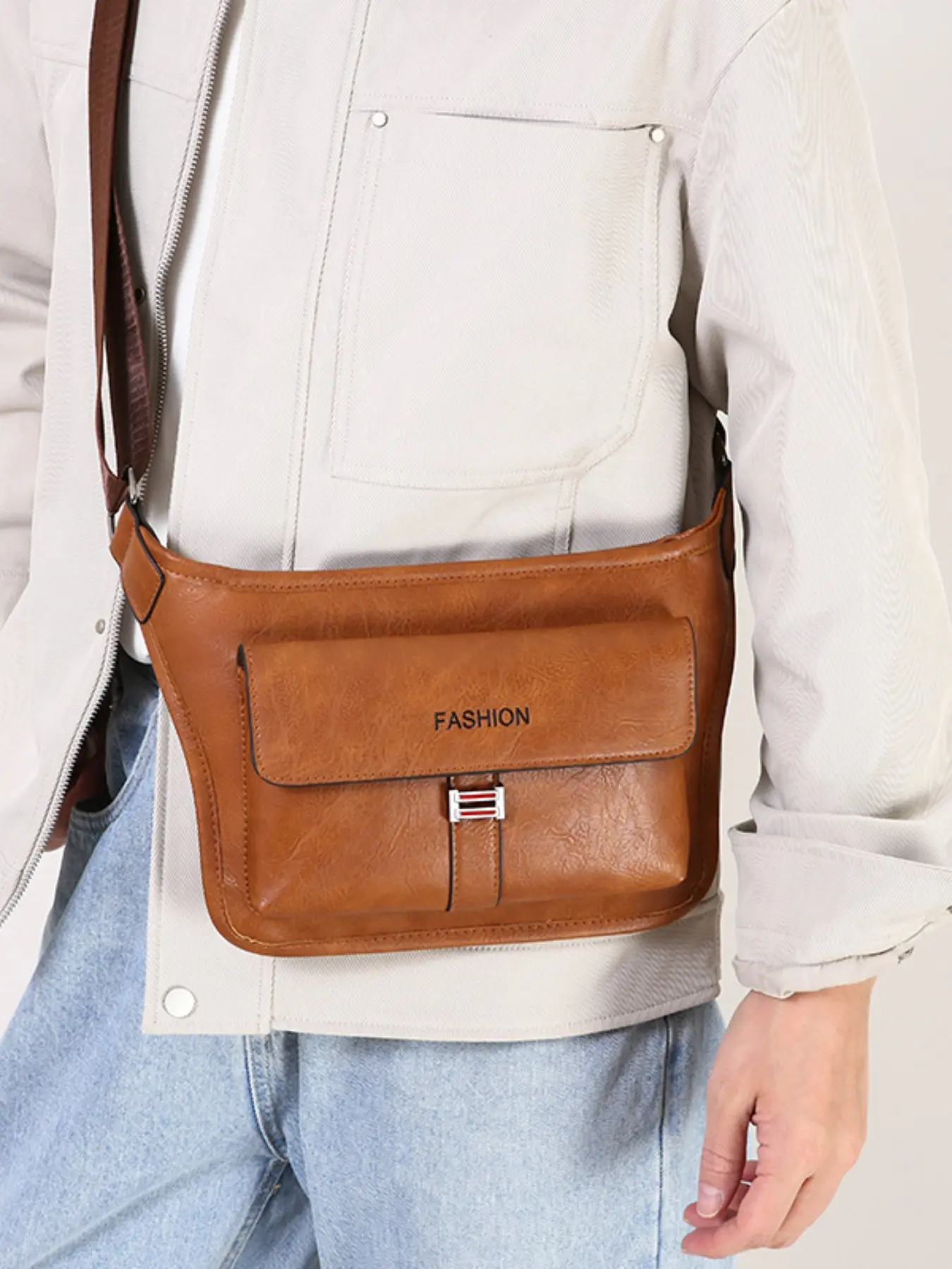 Men's Shoulder Bag 2026 New Large Capacity Crossbody Backpack, Fashion Retro Waterproof Handbag, Stylish Men's Casual Purse