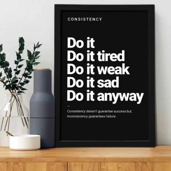 Viokalt Consistency Do It Anyway Quotes Canvas Poster  Motivate Inspirational Quotes  Art Gym Fitness Workout Quotes Print For Living Room Bedroom  Decor magazine cover demon slayer toilet home