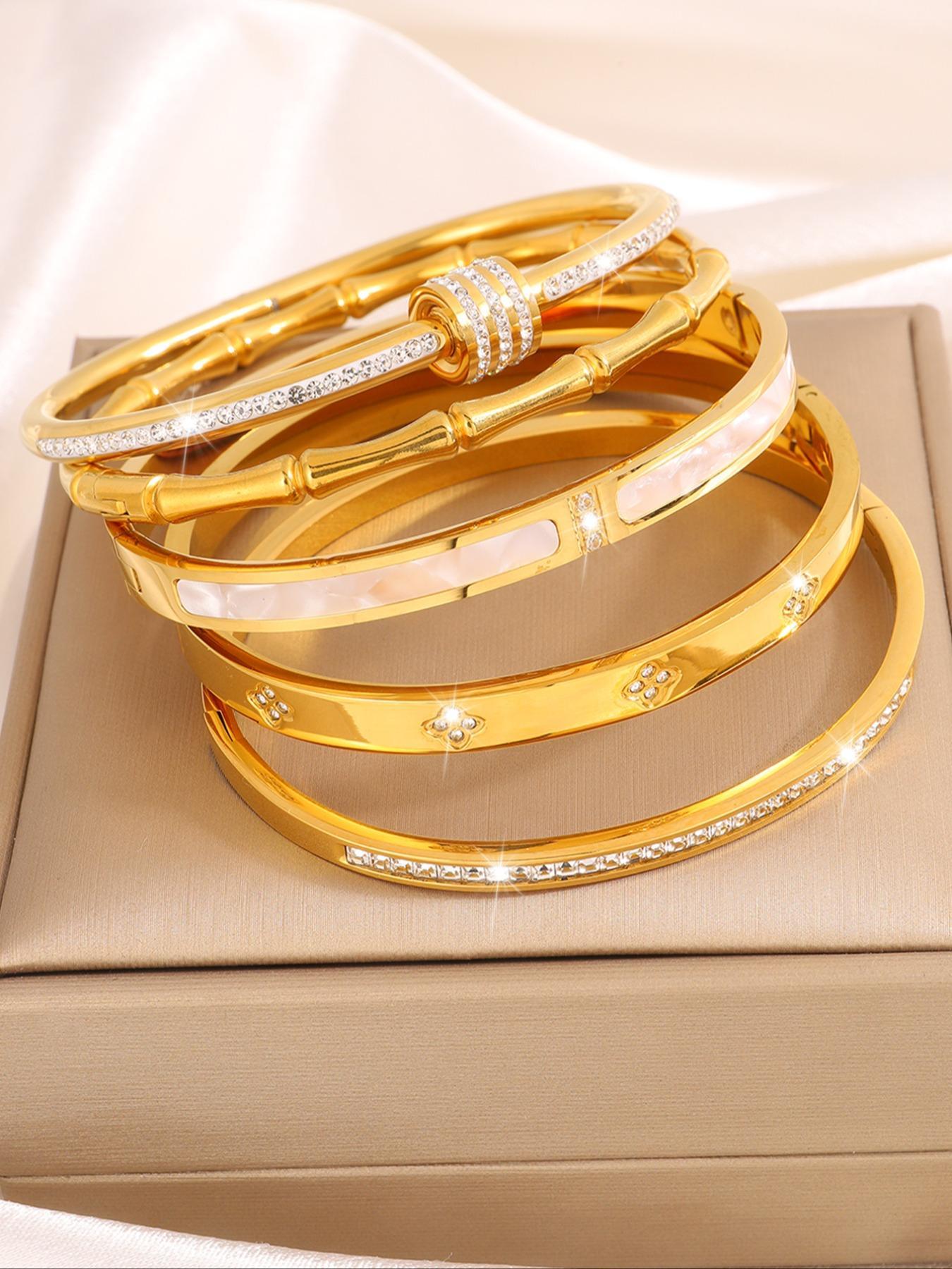 Elegant Fashion Bangle Bracelet Set, Stainless Steel Jewelry for Party, Daily Clothing Decor, Trendy All-match & Exquisite Jewelry for Birthday Gift, Bangles Bracelets Set