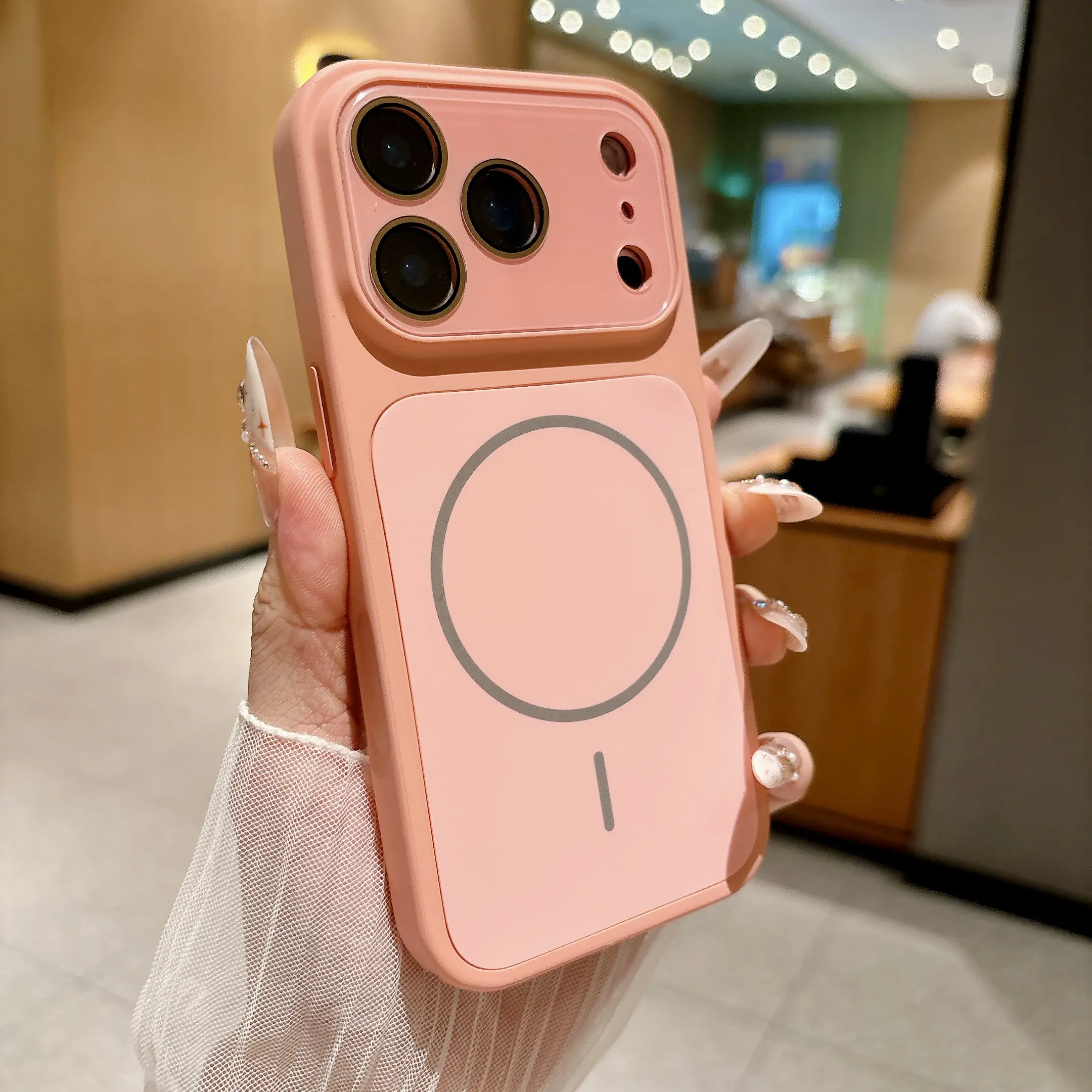 Silicone skin-feeling full lens protection with lens film magnetic phone case suitable for iPhone1716151413ProMax magnetic phone case shockproof and drop-proof compatible with wireless charging suitable for iPhone17ProMax